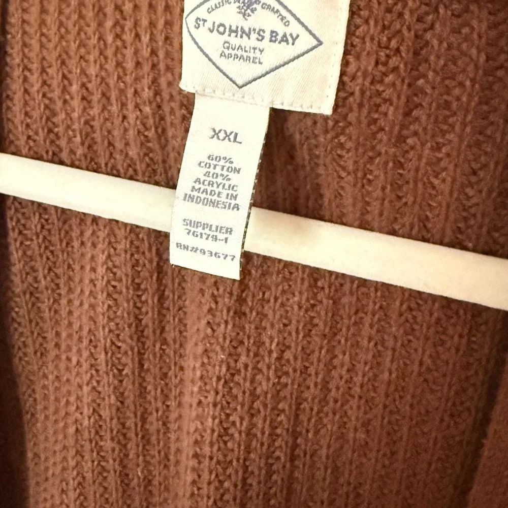 St. John's Bay Warm Brown Open Front Cardigan
